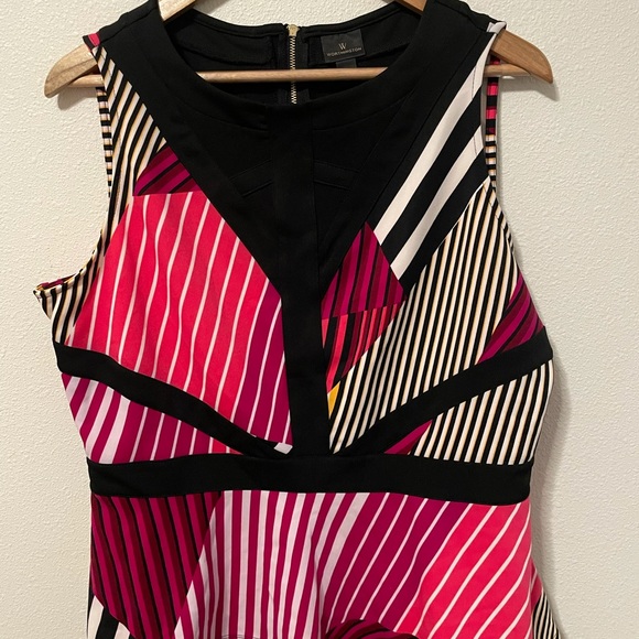 Worthington Womens Top XL Pink Black Striped Zipper In Back - Picture 4 of 6